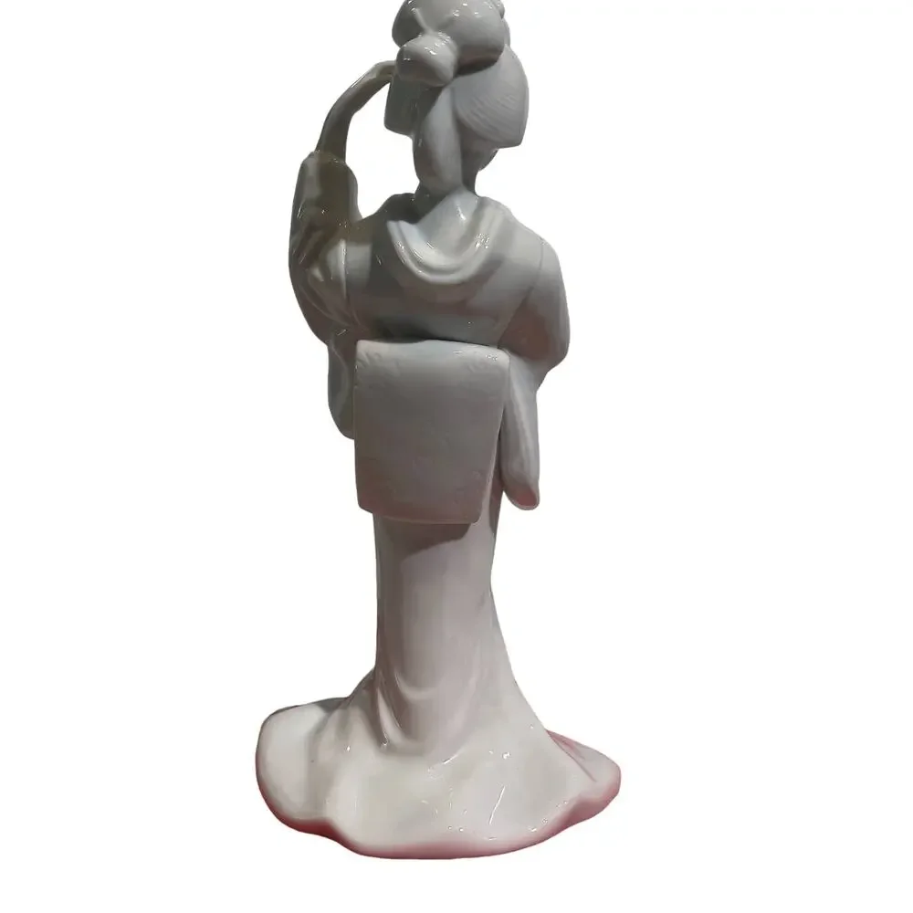 Toyo Japan Japanese Lady Ceramic Geisha Girl Figurine White Vintage Kimono Dance